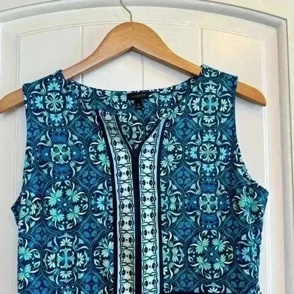 Talbots Sleeveless, Stretchy, Loose, Midi Dress, Blue, Black, White, Size Medium - Picture 3 of 5